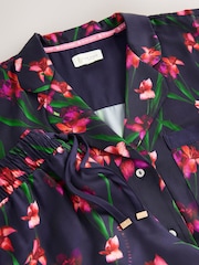 B by Ted Baker Navy Floral Print Wide Leg Button Through Pyjamas Set - صورة 5 من 8