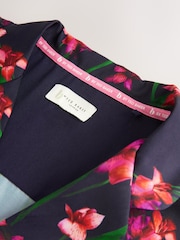 B by Ted Baker Navy Floral Print Wide Leg Button Through Pyjamas Set - صورة 6 من 8
