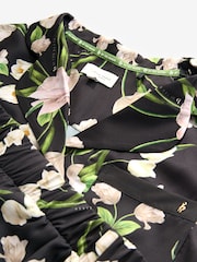 B by Ted Baker Satin Elderflower Button Through Black Short Pyjamas Set - Image 4 of 6