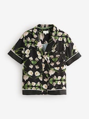 Черная атласная пижама на пуговицах с шортами B by Ted Baker - Image 7 of 11