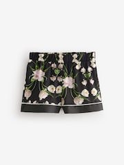 Черная атласная пижама на пуговицах с шортами B by Ted Baker - Image 8 of 11