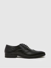 Schuh Row Leather Black Brogue Shoes - Image 1 of 4