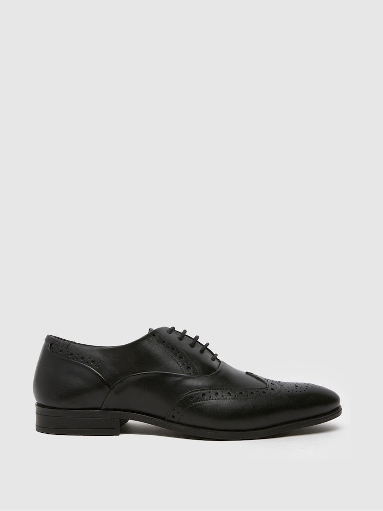 Schuh Row Leather Black Brogue Shoes - Image 1 of 4