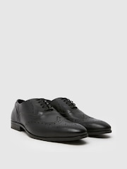 Schuh Row Leather Black Brogue Shoes - Image 2 of 4