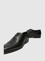 Schuh Row Leather Black Brogue Shoes - Image 4 of 4
