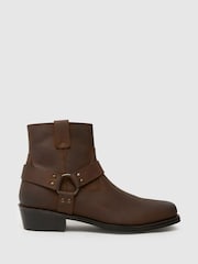 Schuh Gunner Nubuck Biker Brown Boots - Image 1 of 4