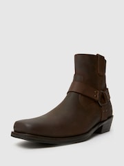 Schuh Gunner Nubuck Biker Brown Boots - Image 3 of 4