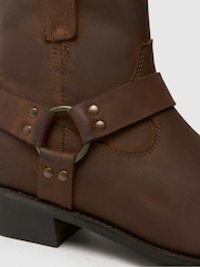 Schuh Gunner Nubuck Biker Brown Boots - Image 4 of 4