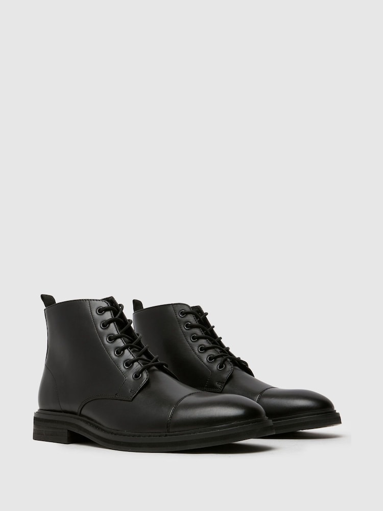 Schuh Darwin Leather Lace Up Black Shoes - Image 2 of 4
