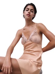 Chantelle Nude Spice embroidered Satin Chemise - Image 3 of 4