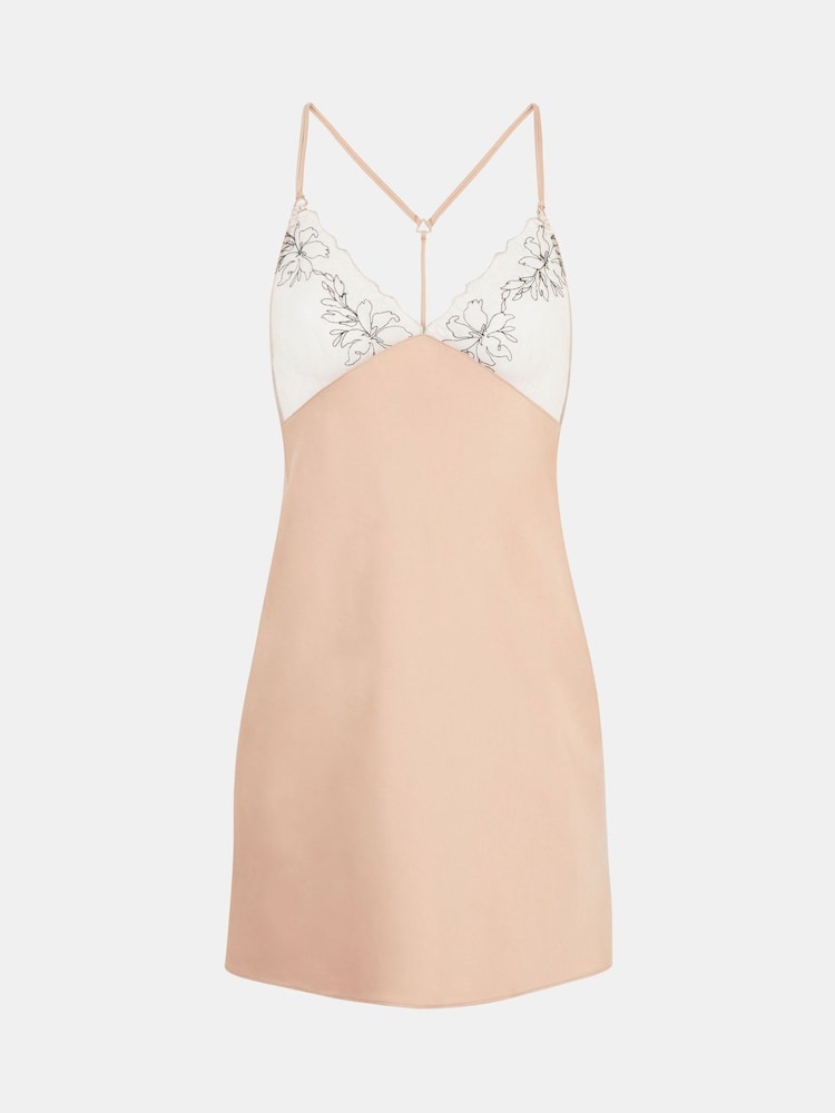 Chantelle Nude Spice embroidered Satin Chemise - Image 4 of 4
