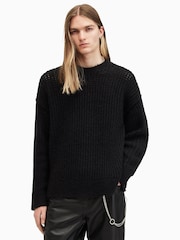 AllSaints Black Harlen Crew Jumper - Image 1 of 7