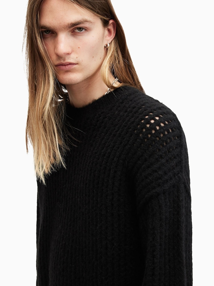 AllSaints Black Harlen Crew Jumper - Image 2 of 7