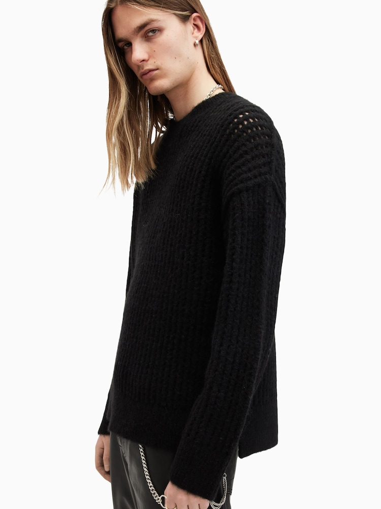 AllSaints Black Harlen Crew Jumper - Image 4 of 7