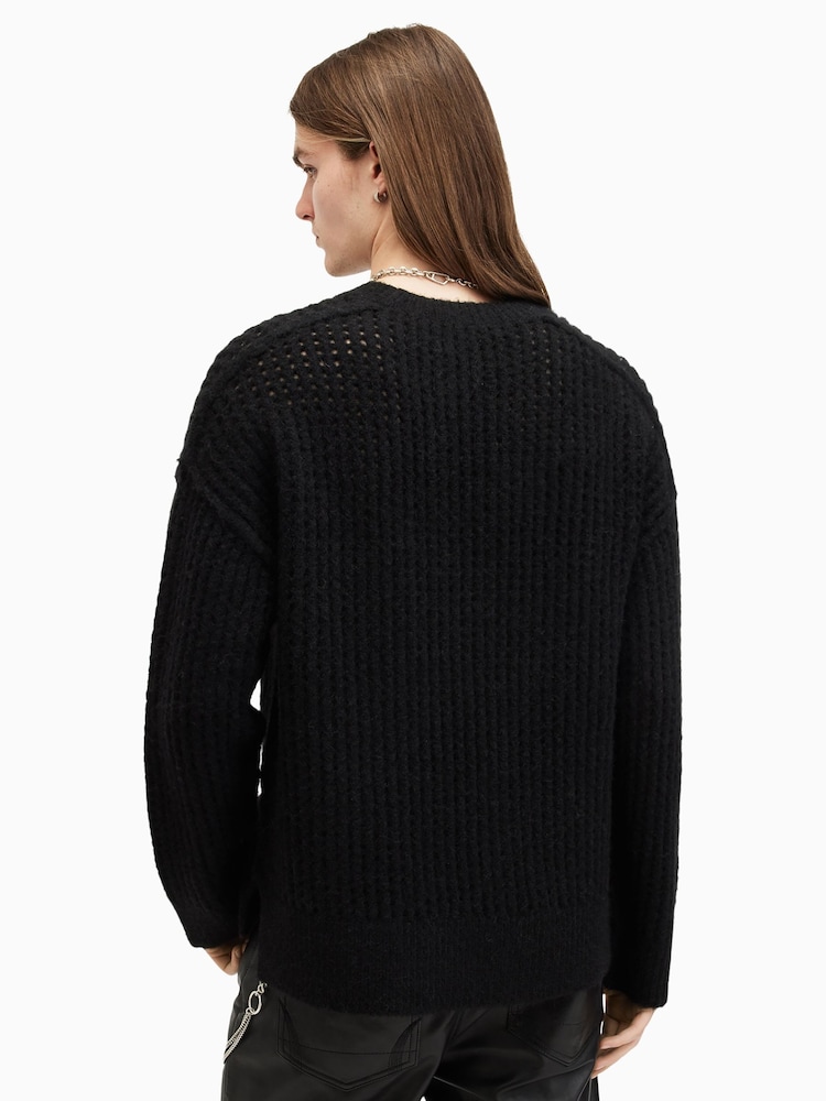 AllSaints Black Harlen Crew Jumper - Image 6 of 7