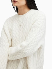 AllSaints White Sirius Cable Crew Jumpers - Image 8 of 9