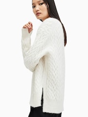 AllSaints White Sirius Cable Crew Jumpers - Image 3 of 8
