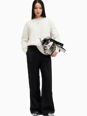 AllSaints White Sirius Cable Crew Jumpers - Image 4 of 8