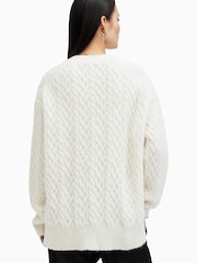 AllSaints White Sirius Cable Crew Jumpers - Image 6 of 8