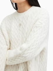 AllSaints White Sirius Cable Crew Jumpers - Image 7 of 8