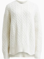 AllSaints White Sirius Cable Crew Jumpers - Image 8 of 8