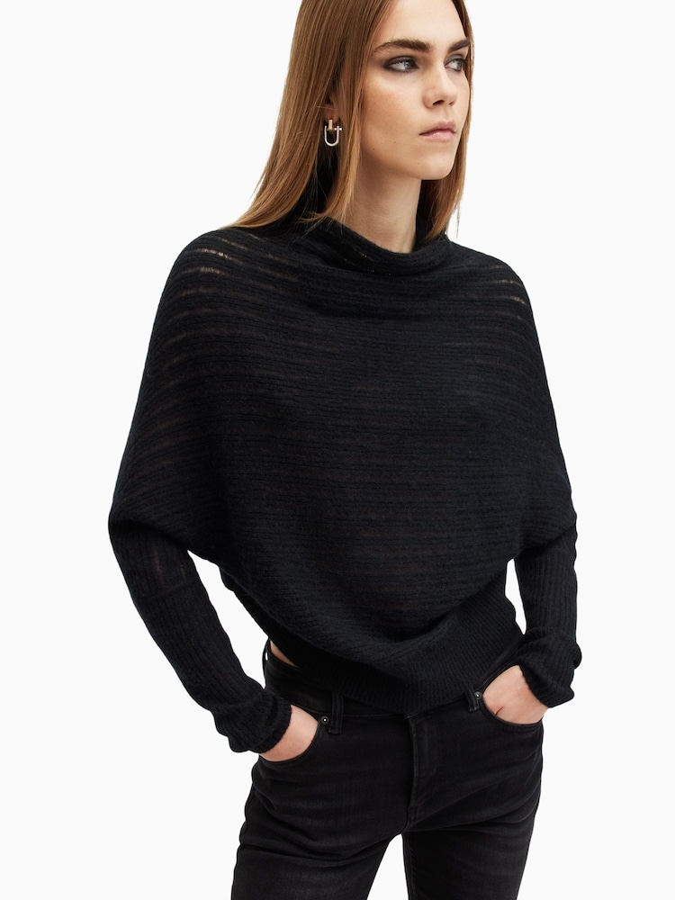 AllSaints Black Ridley Ladder Jumper - Image 1 of 9