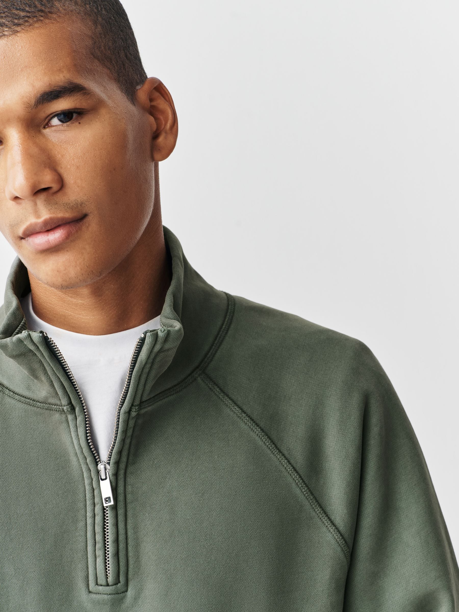 Buy Sage Green Heavyweight Washed Quarter Zip Sweatshirt from Next USA