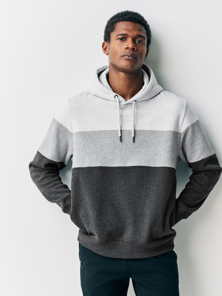 Black/White Panel Blocking Hoodie - Image 1 of 9 Black/White Panel Blocking Hoodie - Image 1 of 9