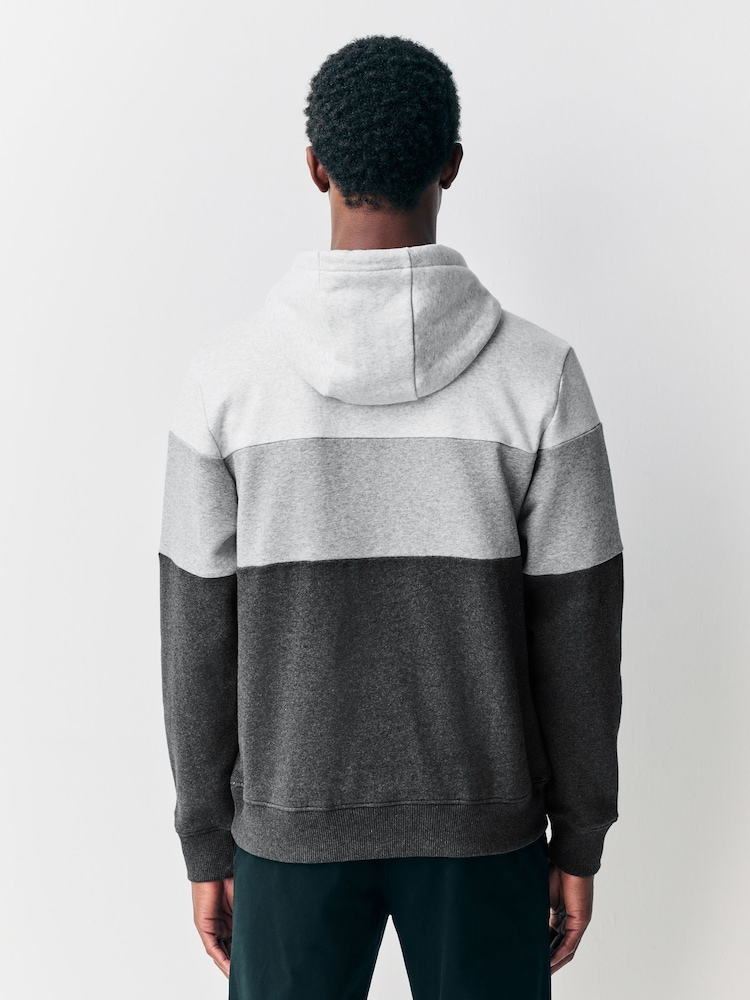Black/White Panel Blocking Hoodie - Image 3 of 9