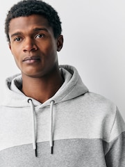 Black/White Marl Colour Block Hoodie - Image 4 of 9