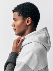 Black/White Marl Colour Block Hoodie - Image 5 of 9