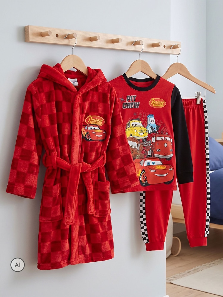 Character Red Disney Cars Pyjamas And Dressing Gown Set - Image 10 of 10