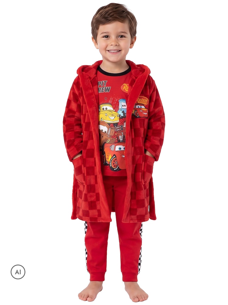 Character Red Disney Cars Pyjamas And Dressing Gown Set - Image 2 of 10
