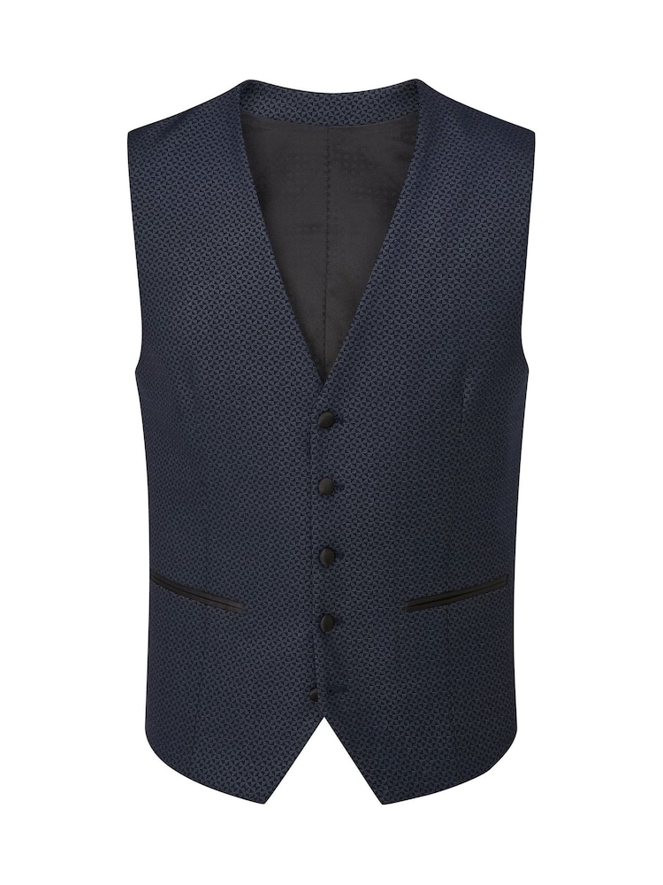 Skopes Blue Single Breasted Cuba Geometric Dinner Suit Waistcoat - Image 3 of 3