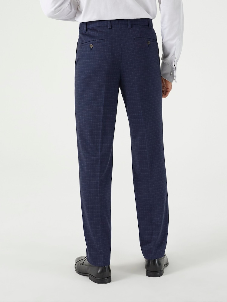 Skopes Blue Tailored Fit Ultimate Comfort Fenton Check Suit Trousers - Image 2 of 4