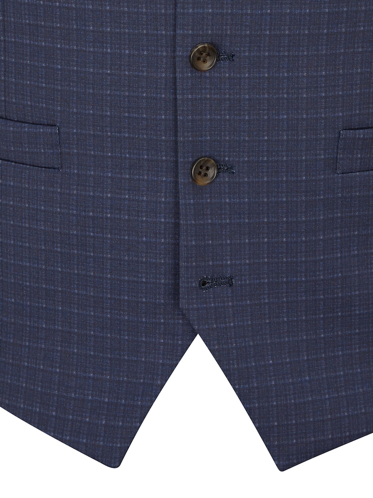 Skopes Blue Tailored Fit Ultimate Comfort Fenton Check Suit Waistcoat - Image 4 of 4