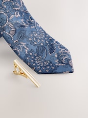 Navy Slim Design Tie And Clip - Image 2 of 3