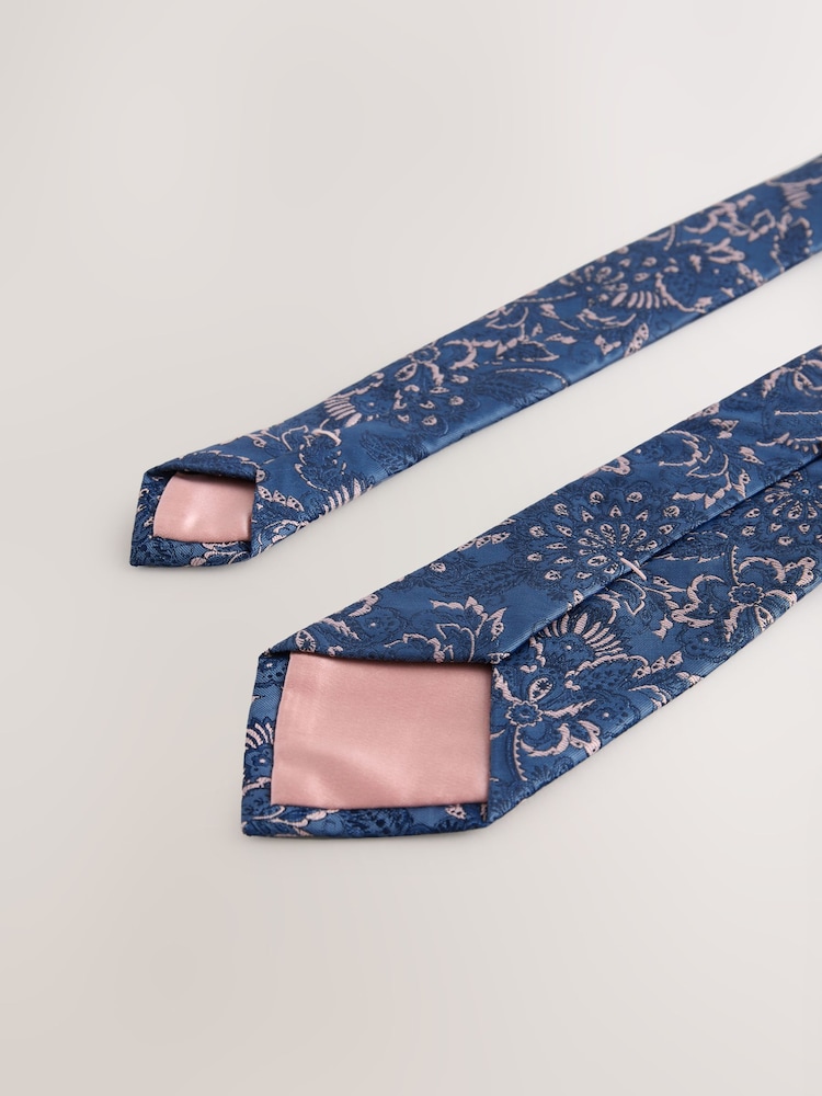 Navy Slim Design Tie And Clip - Image 3 of 3
