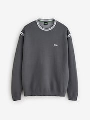 BOSS Grey Tape Jacquard Knit Jumper - Image 4 of 4