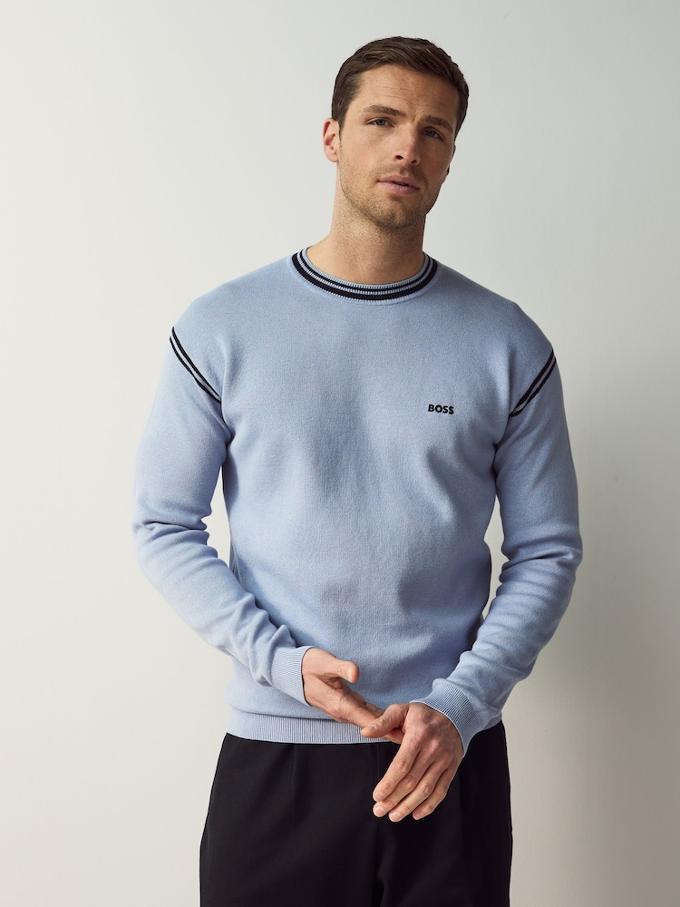 BOSS Blue Tape Jacquard Knit Jumper - Image 1 of 4