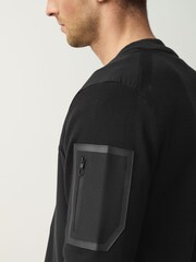 BOSS Black Grey Ever X Zip Up Knitted Jumper - Image 4 of 5
