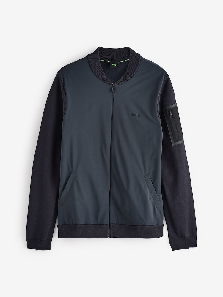 BOSS Navy Ever X Zip Up Knitted Jumper - Image 4 of 4