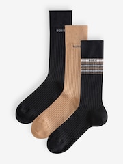 Черный - BOSS Signature Cotton 3-Pack Crew Socks - Изображение 1 из 4