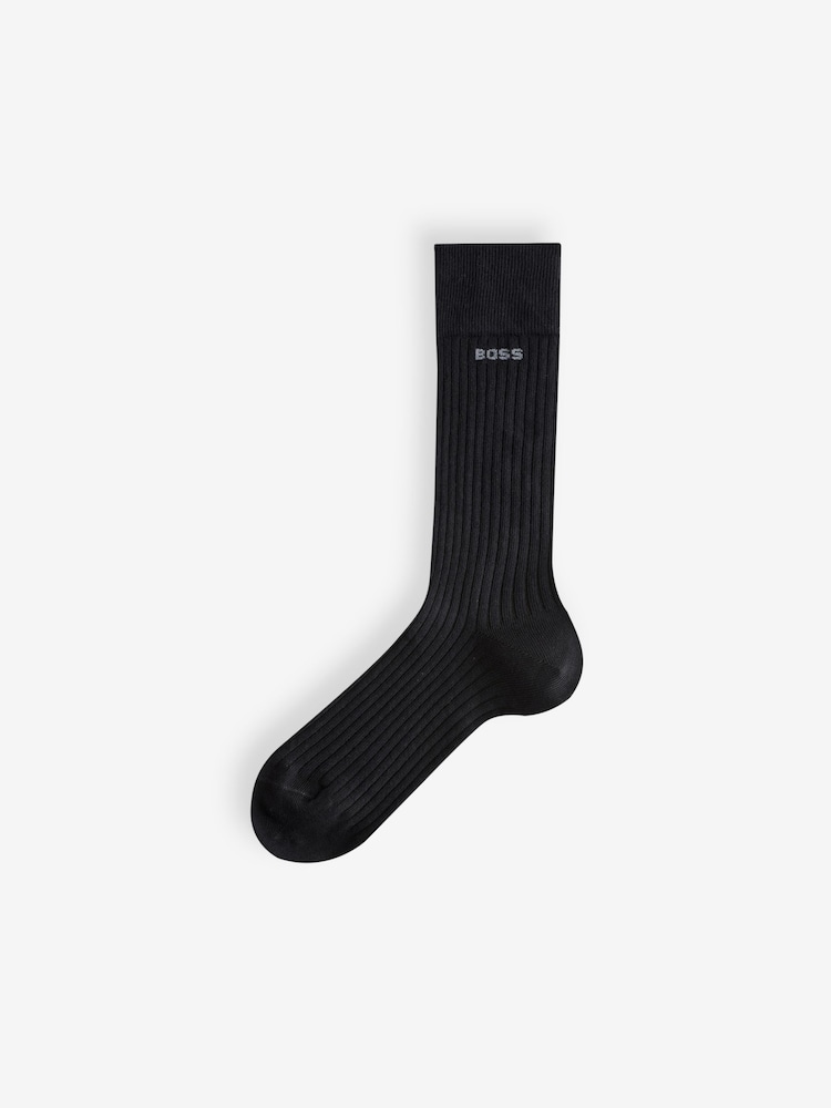 Черный - BOSS Signature Cotton 3-Pack Crew Socks - Изображение 2 из 4