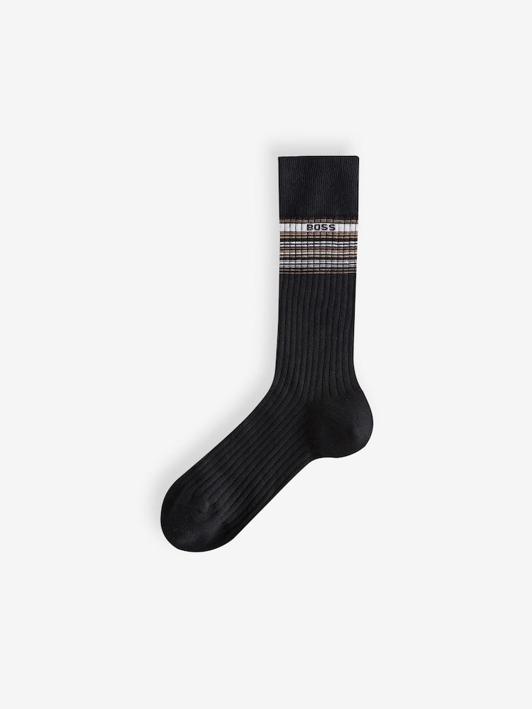 Черный - BOSS Signature Cotton 3-Pack Crew Socks - Изображение 4 из 4