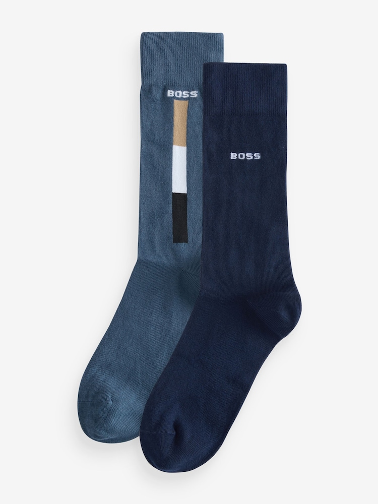 BOSS Blue Iconic Cotton Socks 2 Pack - Image 1 of 5