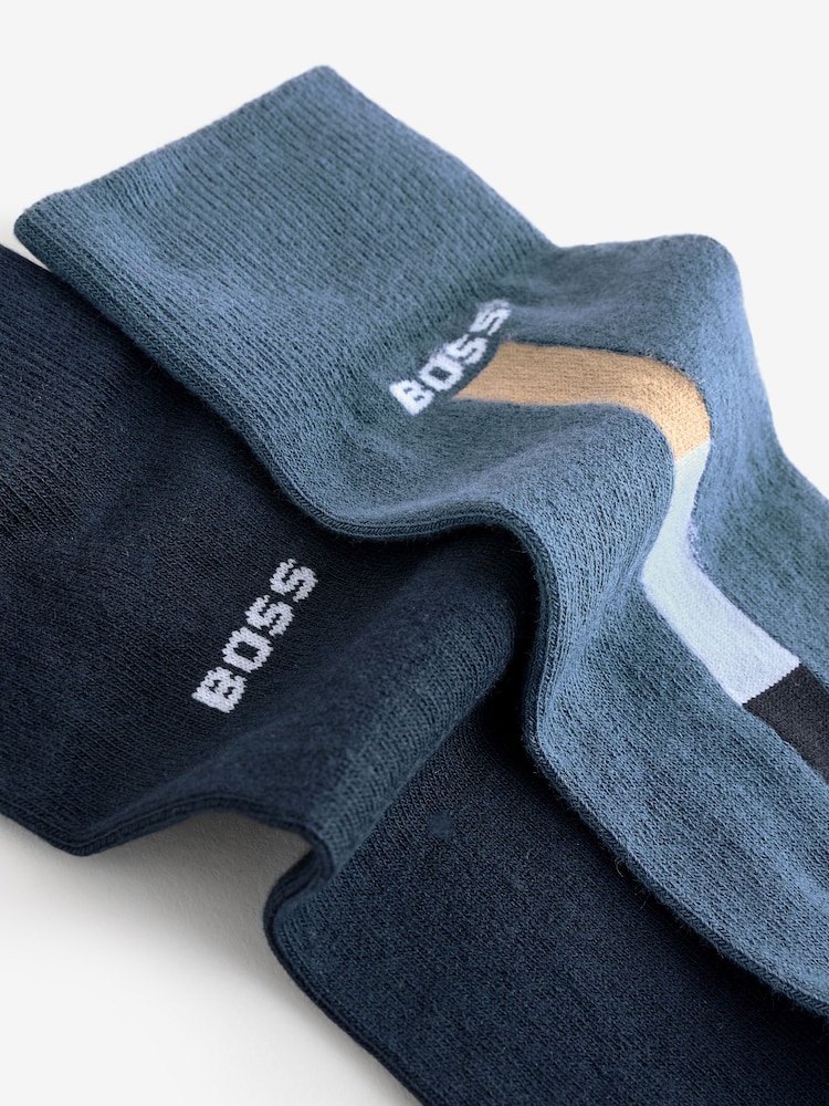 BOSS Blue Iconic Cotton Socks 2 Pack - Image 5 of 5