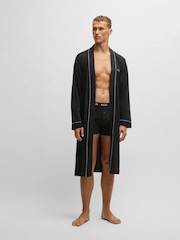 BOSS Black/Chrome Logo Embroidered 100% Cotton Jersey Robe Dressing Gown - Image 1 of 3