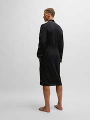 BOSS Black/Chrome Logo Embroidered 100% Cotton Jersey Robe Dressing Gown - Image 2 of 3