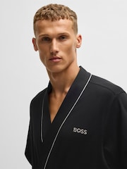 BOSS Black/Chrome Logo Embroidered 100% Cotton Jersey Robe Dressing Gown - Image 3 of 3